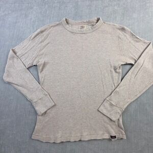 Faherty Brand Womens Waffle Knit Thermal Top Beige Pima Cotton Modal Small